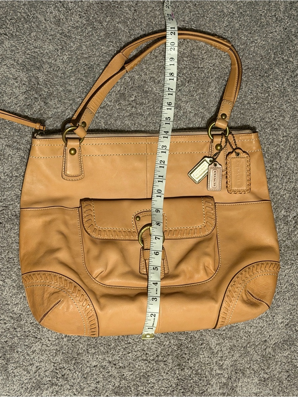 Coach Poppy Whipstitch Leather Hobo Tote Bag - Picture 17 of 17